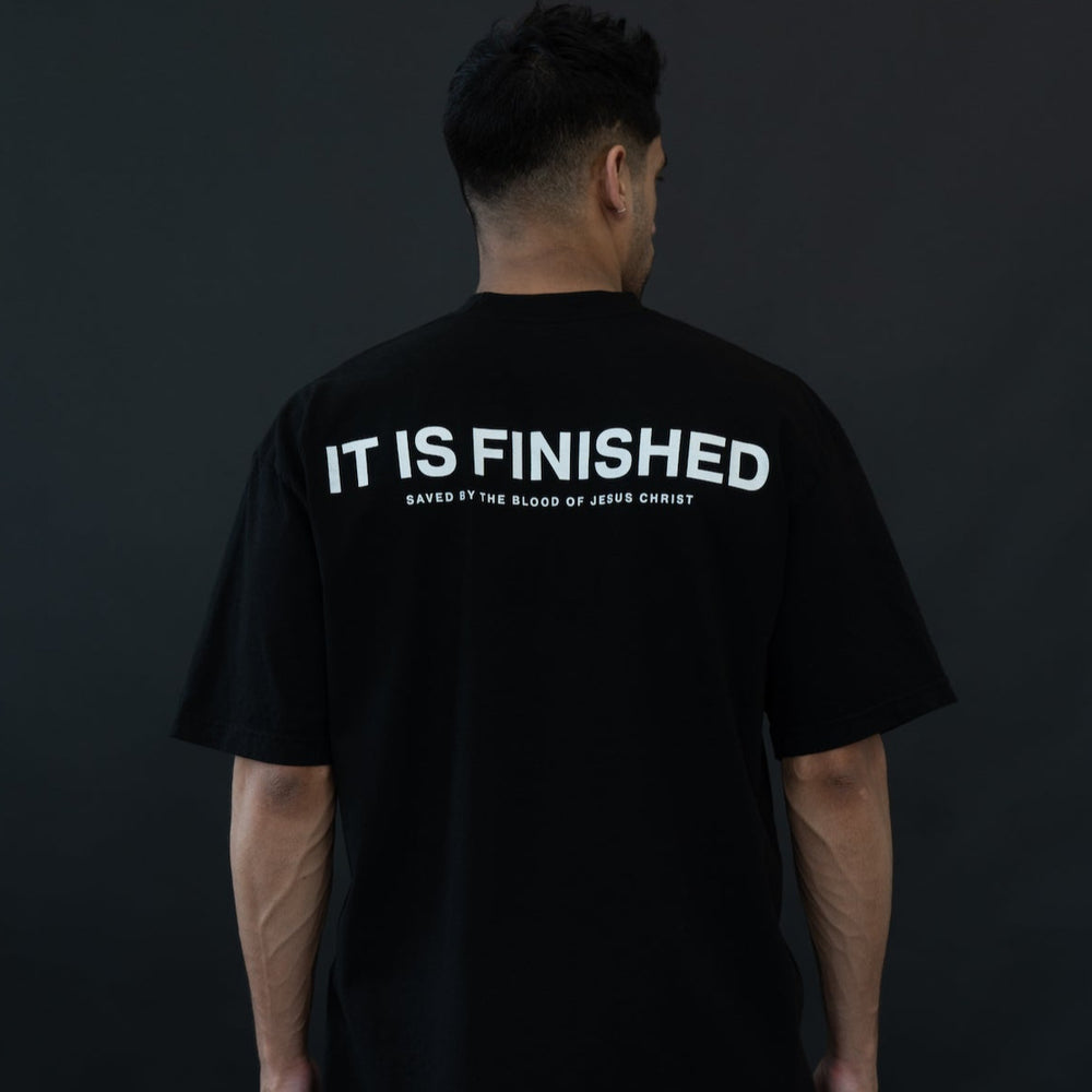 
                  
                    Load image into Gallery viewer, IT IS FINISHED OVERSIZE T-SHIRT IN BLACK
                  
                