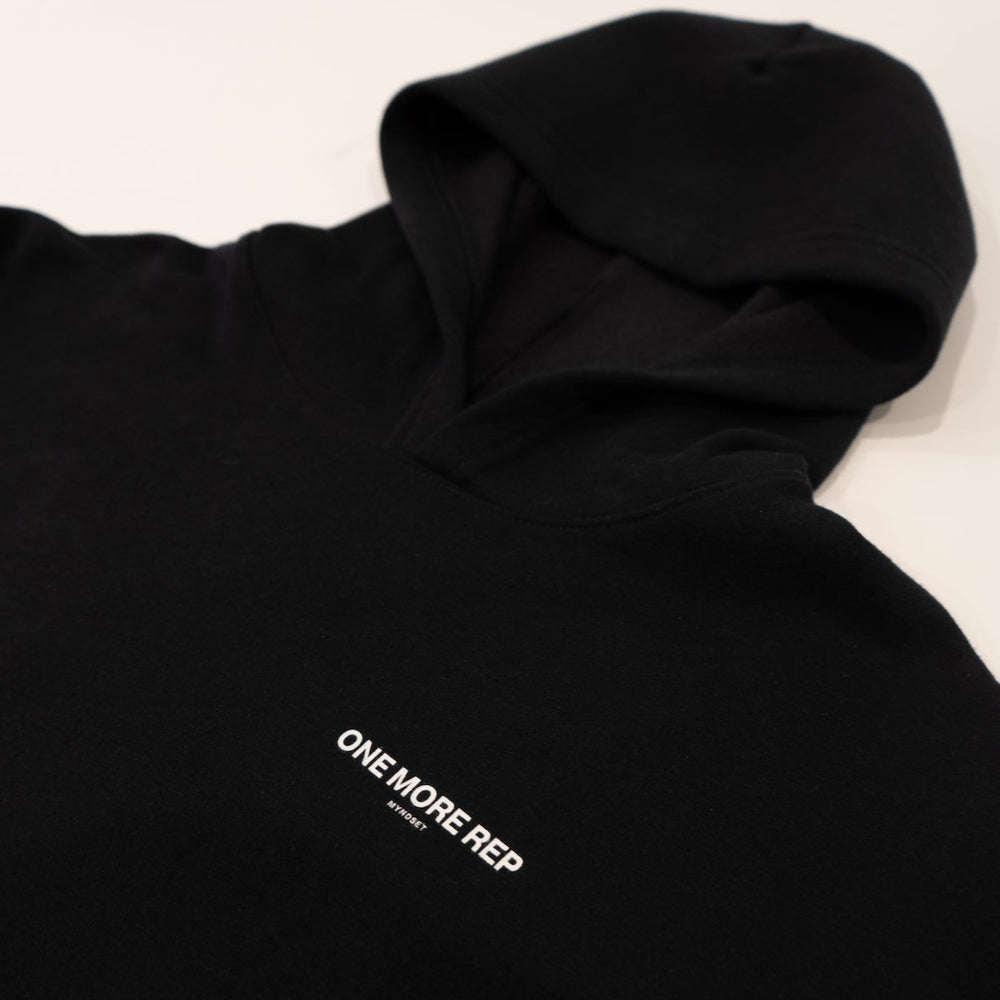 
                  
                    Load image into Gallery viewer, ONE MORE REP HOODIE IN BLACK
                  
                