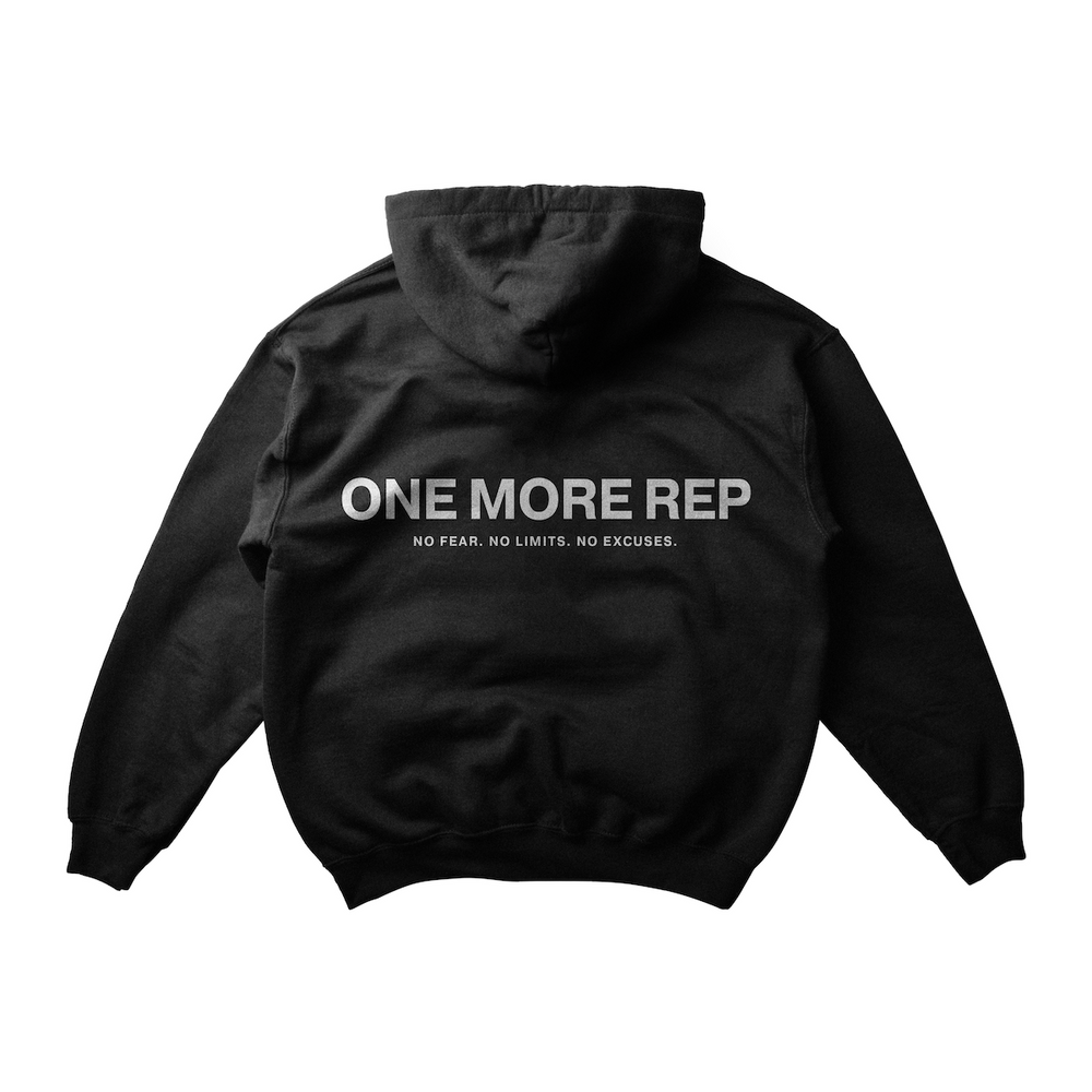 
                  
                    Load image into Gallery viewer, ONE MORE REP HOODIE IN BLACK
                  
                