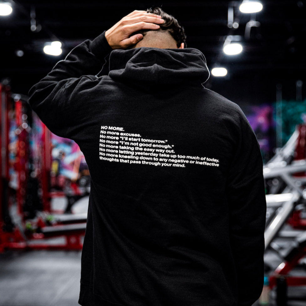 
                  
                    Load image into Gallery viewer, NO EXCUSES HOODIE IN BLACK (FREE SHIPPING)
                  
                